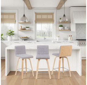 Vienna Oak and Gray Upholstered Swivel Counter Height Stool