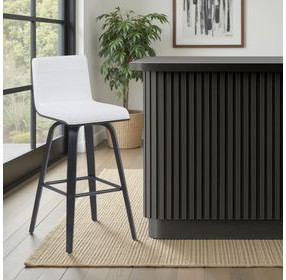 Vienna Brushed Black and White Upholstered Swivel Bar Stool