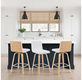 Vienna Oak and White Upholstered Swivel Counter Height Stool