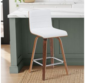 Vienna Walnut and White Upholstered Swivel Counter Height Stool