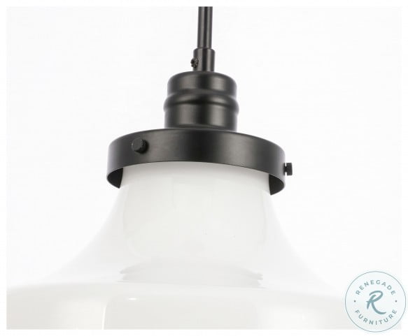 Lyle Black And Frosted White Glass 1 Light Adjustable 11" Height Pendant