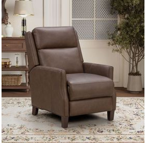 Ledger Oasis Walnut Leather Push Thru The Arms Recliner