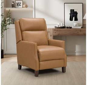 Ledger Santa Fe Brandy Leather Power Recliner with Power Lumbar and USB Charging