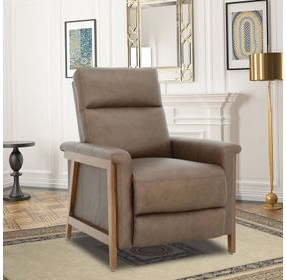 Lewiston Oasis Walnut Leather Push Thru The Arms Recliner
