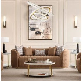 Arienna Caramel and Gold Velvet 83" Loveseat