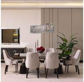 Monaco Elegance Glossy Charcoal Sand 113" Extendable Rectangular Dining Table