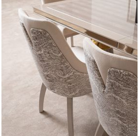 Monaco Elegance Shimmer Ivory and Almond Dining Arm Chair