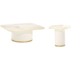 Gineverra Ivory and Gold Rectangular Occassional Table Set