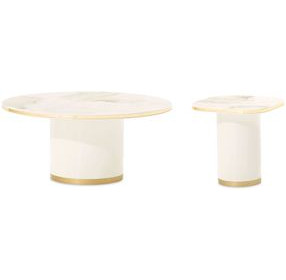 Gineverra Ivory Gold Round Occassional Table Set