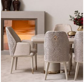 Lisbon Silken Matte Cream and Opal Dining Arm Chair