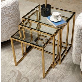 Savannah Breeze Bright Gold Nesting Tables Set of 3