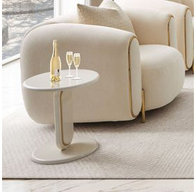 Sassani Pearl White and Gold Round End Table