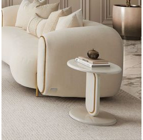 Sorella Pearl White and Gold Round Accent Table