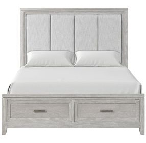 Fiona Mist Gray Upholstered Storage Panel Bedroom Set