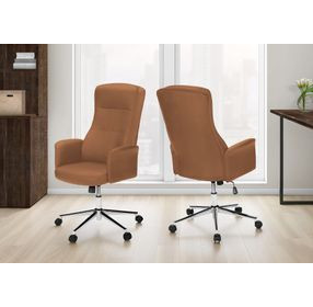 7378 Brown Upholstered Swivel Executive Office Chair