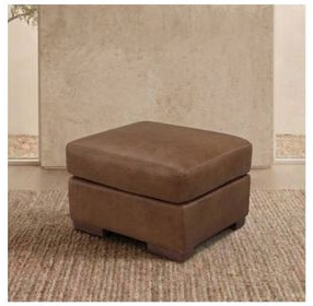 Irondale Vintage Brown Derby Leather Upholstered Rectangular Ottoman