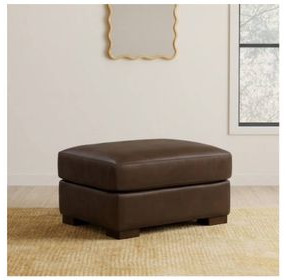 Inglewood Vintage Brown Cigar Leather Upholstered Rectangular Ottoman