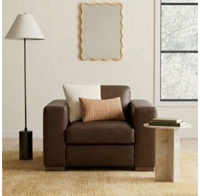 Inglewood Vintage Brown Cigar Leather Upholstered Accent Chair
