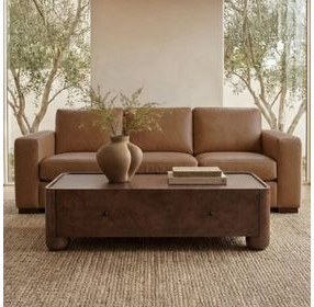Inglewood Vintage Brown Derby Leather 92" Sofa