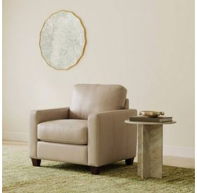 Millbrook Taupe Plain Leather Upholstered Accent Chair