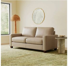 Millbrook Taupe Plain Leather 60" Loveseat