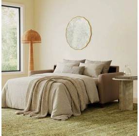 Verona Taupe Plain Leather 85" Queen Sleeper Sofa