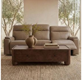 Bryant Tuscan Tan Leather 85" Lay Flat Power Reclining Sofa with Power Headrest and USB Charging