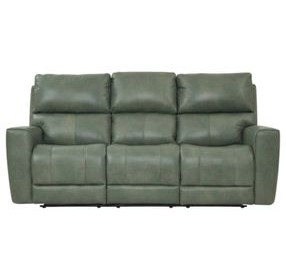 Lioran Sage Moss Leather Zero Gravity Power Reclining Living Room Set with Power Headrest and USB Charging