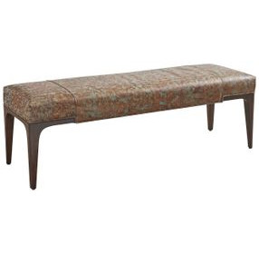 Rendezvous Blue Leather Upholstered Savile Accent Bench
