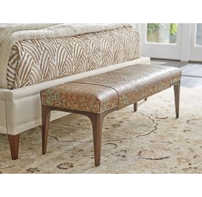 Rendezvous Blue Leather Upholstered Savile Accent Bench