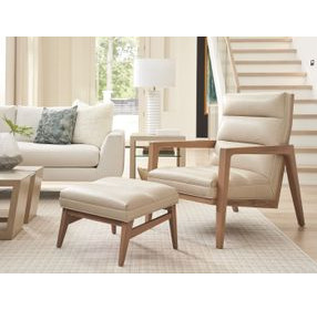 Sunset Key Hayley Beige Leather Upholstered Rectangular Ottoman