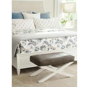 Vaughan Avondale Gray Leather Upholstered Rectangular Ottoman