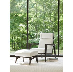 Palm Desert Cream Leather Upholstered Rectangular Covina Ottoman
