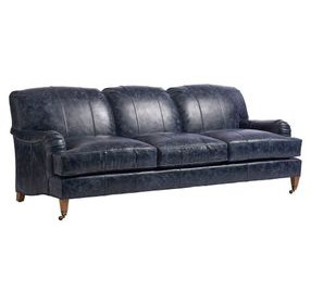 Sydney Blue Leather Upholstered Sofa