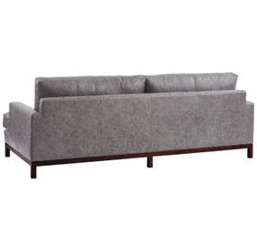 Horizon Gray Leather Upholstered 88" Sofa with Tobacco Legs