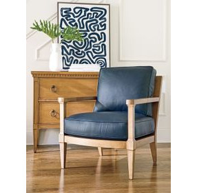 Splashes Blue Leather Upholstered Chair