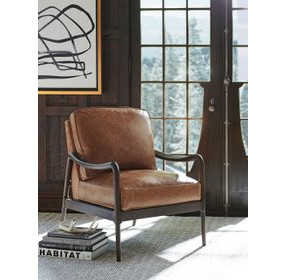 Leblanc Camel Leather Upholstered Chair