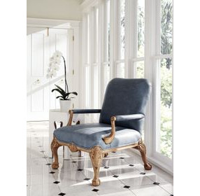 Hollis Blue Leather Upholstered Chair