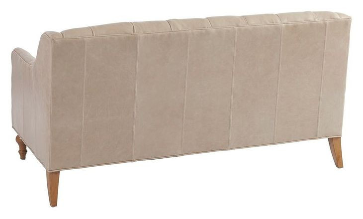 Hyland Park Beige Leather Upholstered 60" Settee