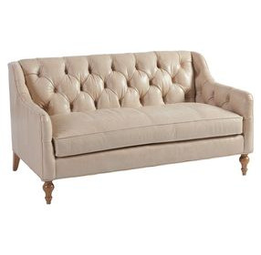 Hyland Park Beige Leather Upholstered 60" Settee
