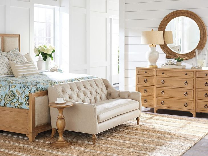 Hyland Park Beige Leather Upholstered 60" Settee