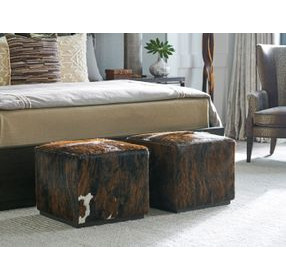 Colby Brown Leather Upholstered Ottoman