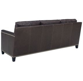 Strada Leather Misty Gray Leather 79" Sofa with Nailhead Trim