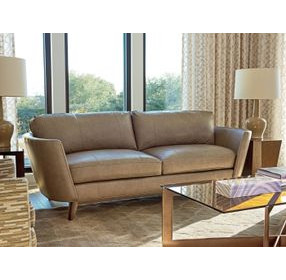 Kahn Beige Leather 90" Sofa