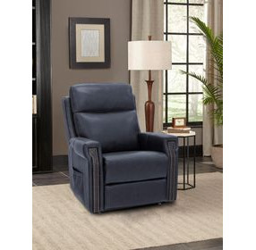 Louisville Rainer Ocean Leather Zero Gravity Lay Flat Power Lift Recliner with USB Charging and Nailhead Trim