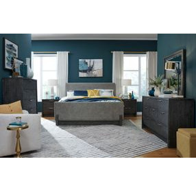 Kinsley Black Heron and Oslo Pewter King Upholstered Panel Bed