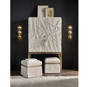 Mosaic Cream and Champagne Dream Weaver 2 Door Bar Cabinet with LED