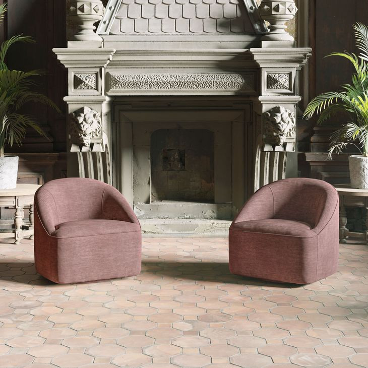 Lulu Red Upholstered Swivel Accent Chair