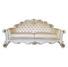 Vendome Champagne 70" Living Room Set with Pillows and Nailhead Trim