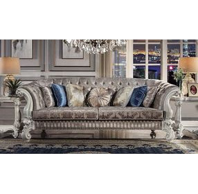 Versailles Ivory 99" Sofa with Nailhead Trim